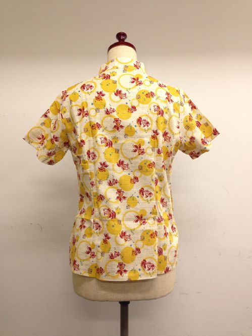【特価】【アウトレットセール】(fh046-L_04)_Lサイズ_トップス_半袖_金魚ブラウス(黄色)