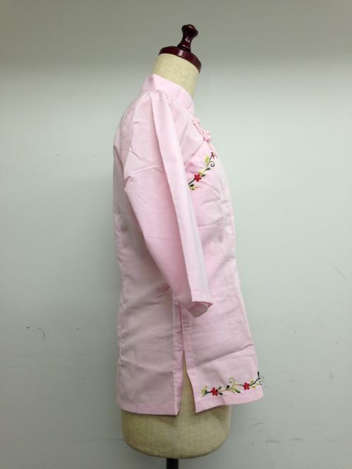 【特価】【アウトレットセール】(fh071-L-03)_Lサイズ_トップス_半袖_アオザイ風ピンクブラウス(赤001)