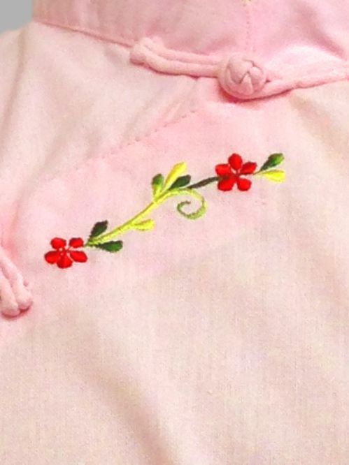 【特価】【アウトレットセール】(fh071-L-05)_Lサイズ_トップス_半袖_アオザイ風ピンクブラウス(赤001)