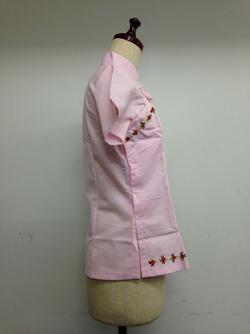 【特価】【アウトレットセール】(fh072-M-03)_Mサイズ_トップス_半袖_アオザイ風ピンクブラウス(赤002)