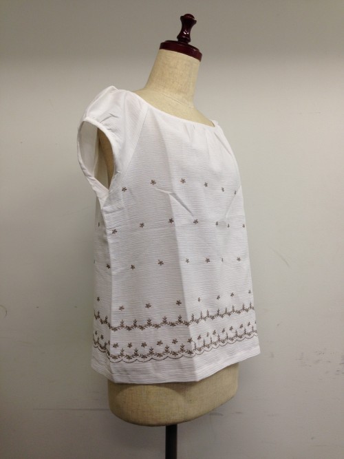 【特価】【アウトレットセール】(fh075-L-02)_Lサイズ_トップス_半袖_丸首カットソー(白)
