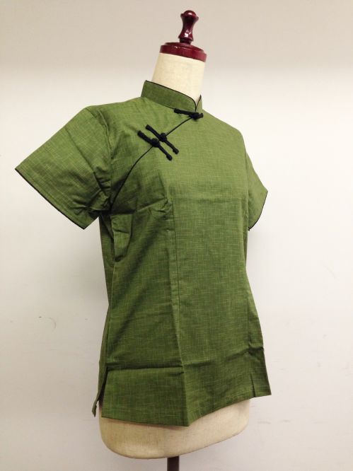 【特価】【アウトレットセール】(fh084-L-02)_Lサイズ_トップス_半袖_アオザイ風_半袖トップス(緑)