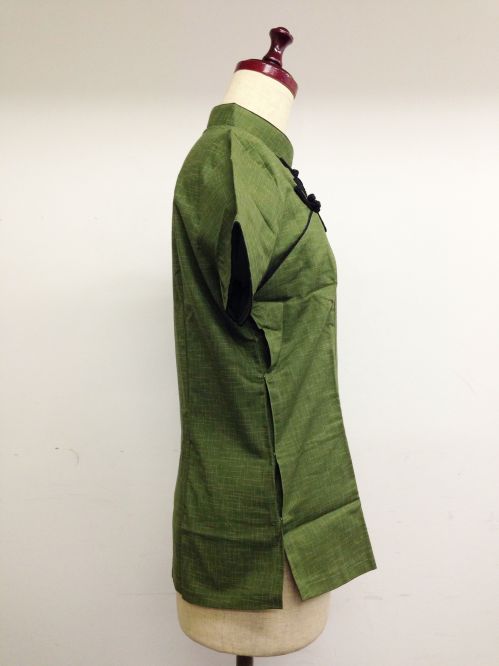 【特価】【アウトレットセール】(fh084-L-03)_Lサイズ_トップス_半袖_アオザイ風_半袖トップス(緑)