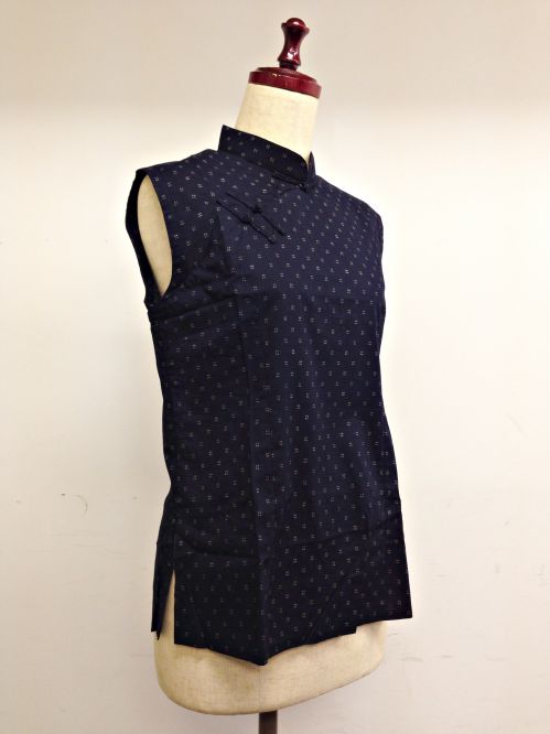 【特価】【アウトレットセール】(fh087-L-02)_Lサイズ_トップス_ノースリーブ_アオザイ風_ノースリーブトップス(紺002)