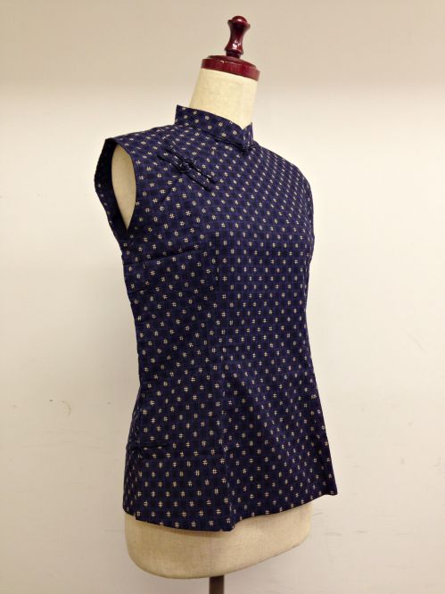 【特価】【アウトレットセール】(fh088-L-02)_Lサイズ_トップス_ノースリーブ_アオザイ風_ノースリーブトップス(紺001)