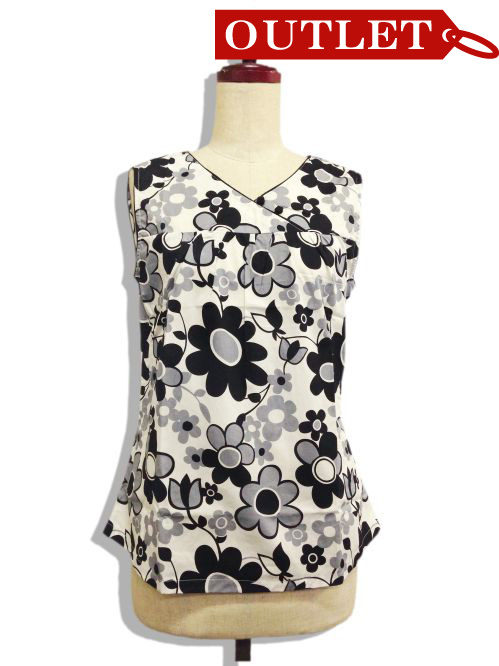 【特価】【アウトレットセール】(fh093-L-01)_Lサイズ_トップス_ノースリーブ_60-70年代風_ノースリーブスモック(ブラック)