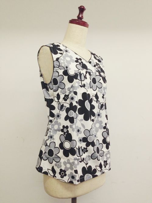 【特価】【アウトレットセール】(fh093-L-02)_Lサイズ_トップス_ノースリーブ_60-70年代風_ノースリーブスモック(ブラック)