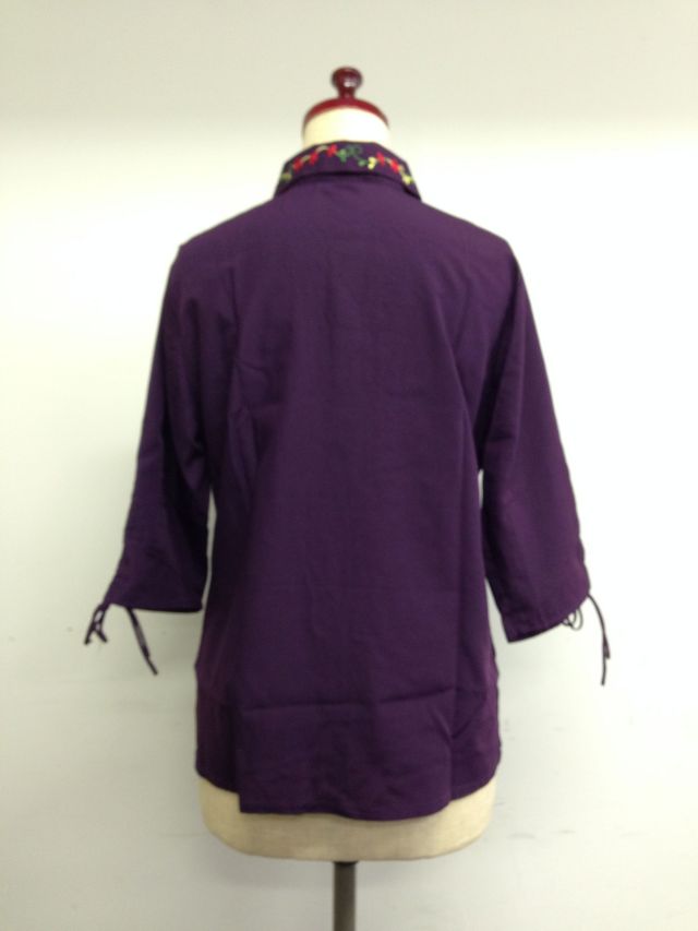 【特価】【アウトレットセール】(fn066-L-03)_Lサイズ_トップス_長袖_刺繍ブラウス(紫)