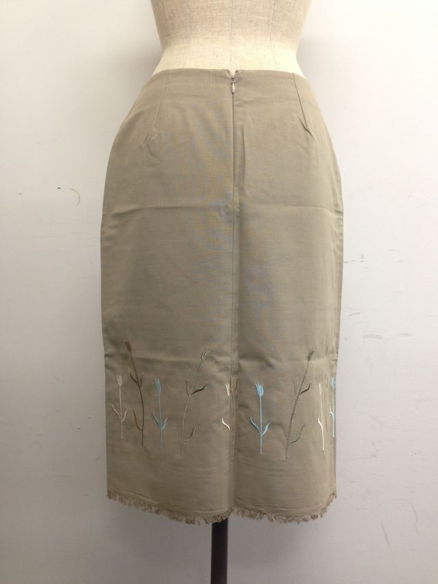 【特価】【アウトレットセール】(fop034-L-04)_Lサイズ_ボトムス_スカート_ダークカーキ色フリンジスカート