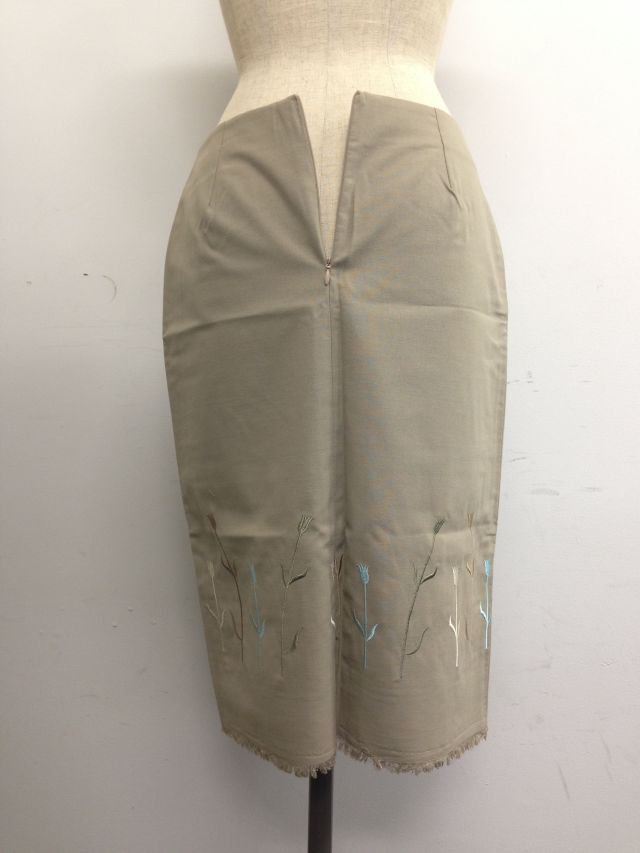 【特価】【アウトレットセール】(fop034-L-05)_Lサイズ_ボトムス_スカート_ダークカーキ色フリンジスカート