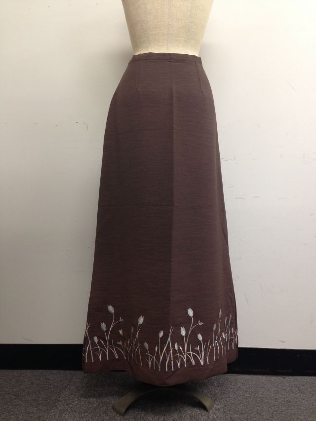 【特価】【アウトレットセール】(fop058-L-05)_Lサイズ_ボトムス_スカート_セピア色ロングスカート