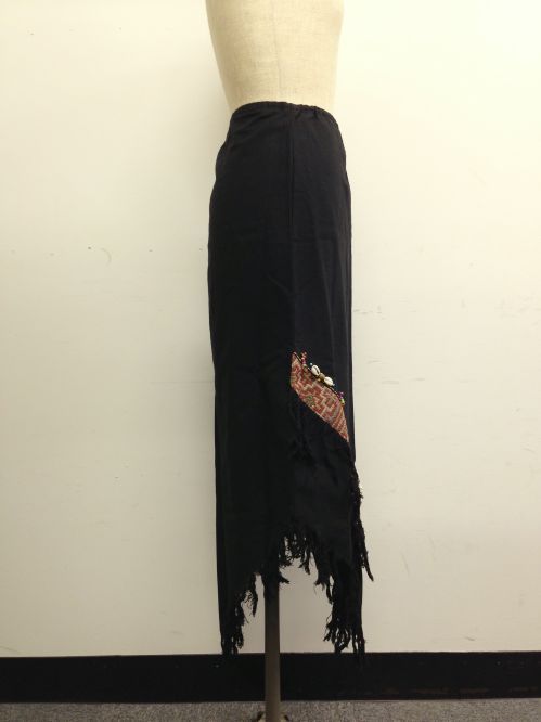 【特価】【アウトレットセール】(fop068-M-03)_Mサイズ_ボトムス_スカート_貝装飾スカート_黒/茶(004)