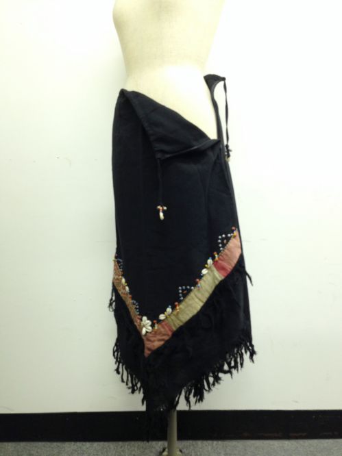 【特価】【アウトレットセール】(fop068-M-06)_Mサイズ_ボトムス_スカート_貝装飾スカート_黒/茶(004)