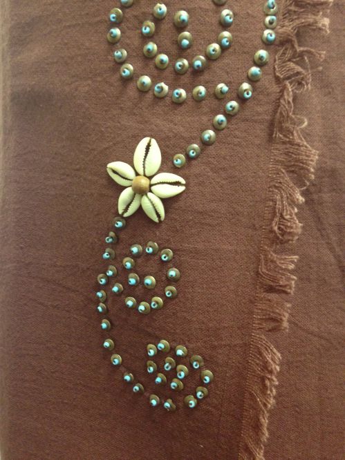 【特価】【アウトレットセール】(fop069-L-08)_Lサイズ_ボトムス_スカート_貝装飾付き巻スカート_茶/青