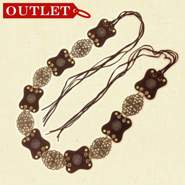 【特価】【アウトレットセール】(fop082-01)_Fサイズ_ボトムス_ベルト_エスニック調ベルト(焦げ茶)