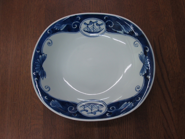 しん窯 青花 出船帆船 両切りカレー皿 パスタ皿 1点 玉渕取鉢 1点