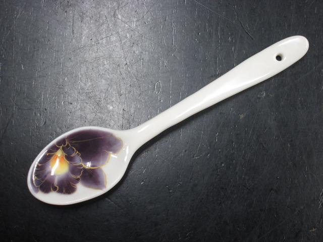 清水焼　陶あん　花々（カトレア）　スプーン
