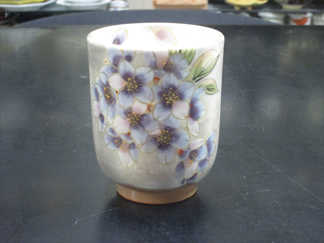 清水焼　陶あん　富貴桜（銀）　湯呑