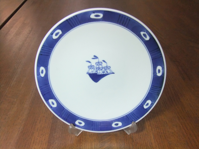 有田焼 青花 渕濃帆船 6寸ケーキ皿