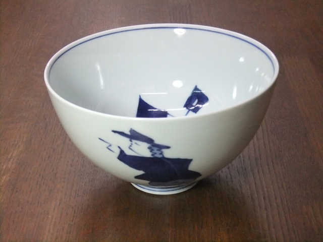 有田焼 青花 紅毛人 5寸深丼