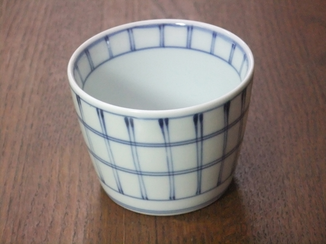 有田焼　青花　格子　そば猪口（小）