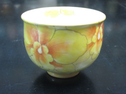 清水焼　陶あん　花好み（カトレア）　茶飲み碗