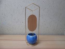 清水焼 陶あん 涼の音 置型風鈴（花結晶・青）