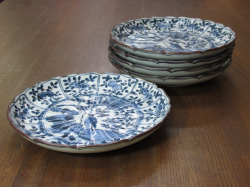 清水焼 間取花鳥 六寸皿揃 