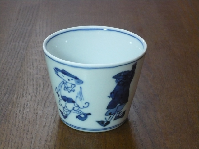 有田焼　青花　港異人　そば猪口（大）
