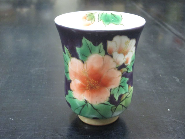 清水焼　陶あん　紫塗芙蓉　一ヶ湯呑