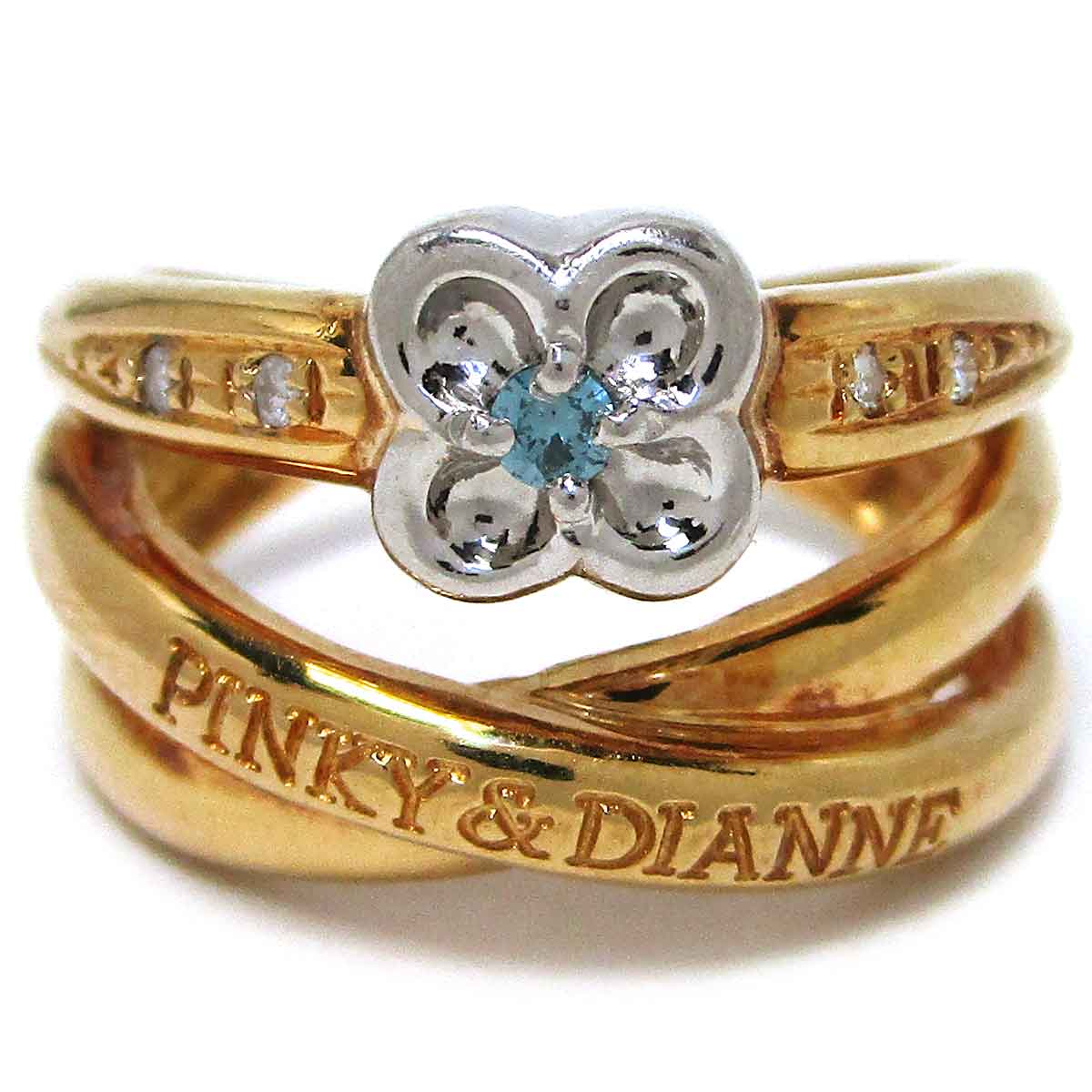 レディースリング ダイヤ（処理ブルー） 750YG/WG 8号 - TAK2200916