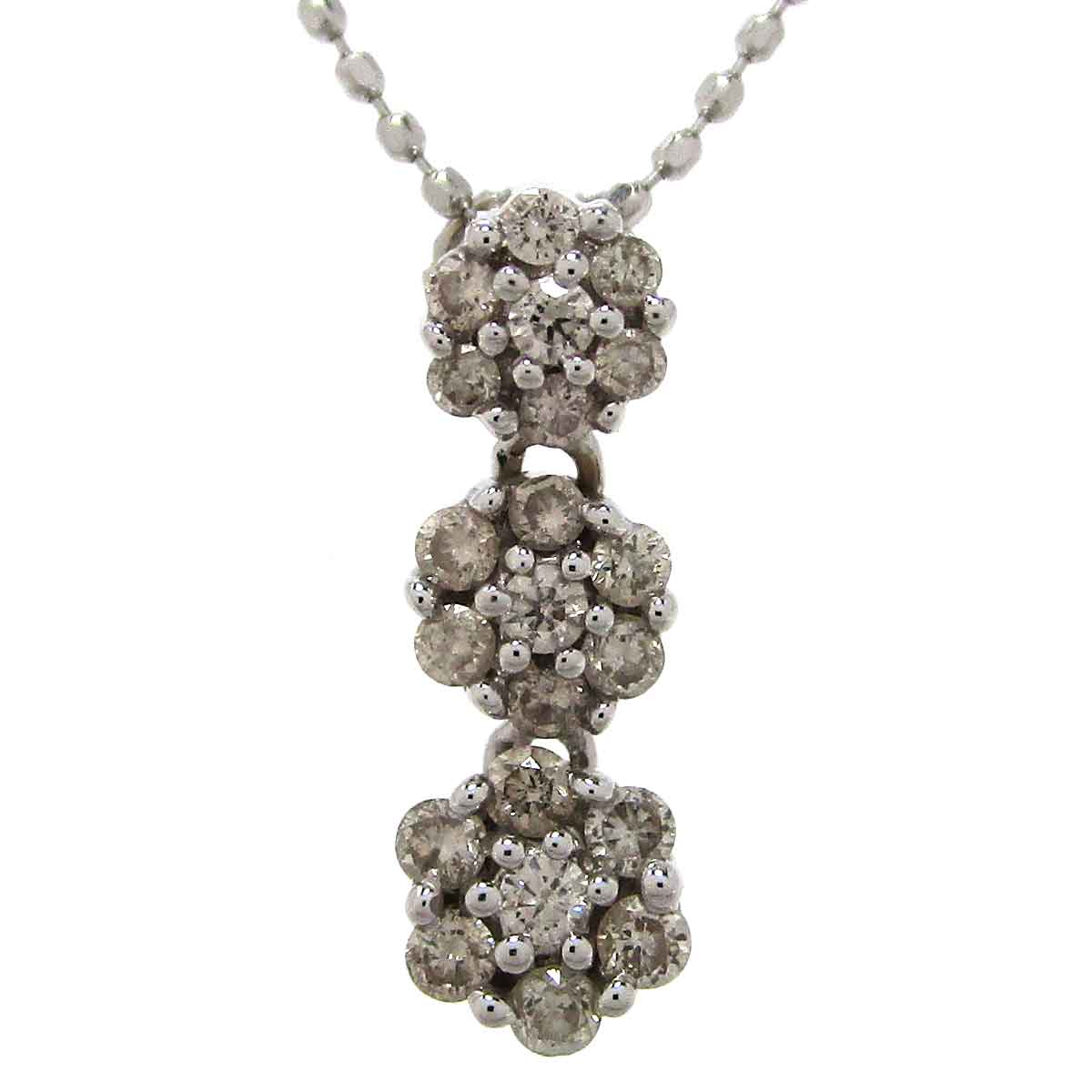 レディースネックレス ダイヤモンド K18WG トップW5*H15mm - TAK2300327