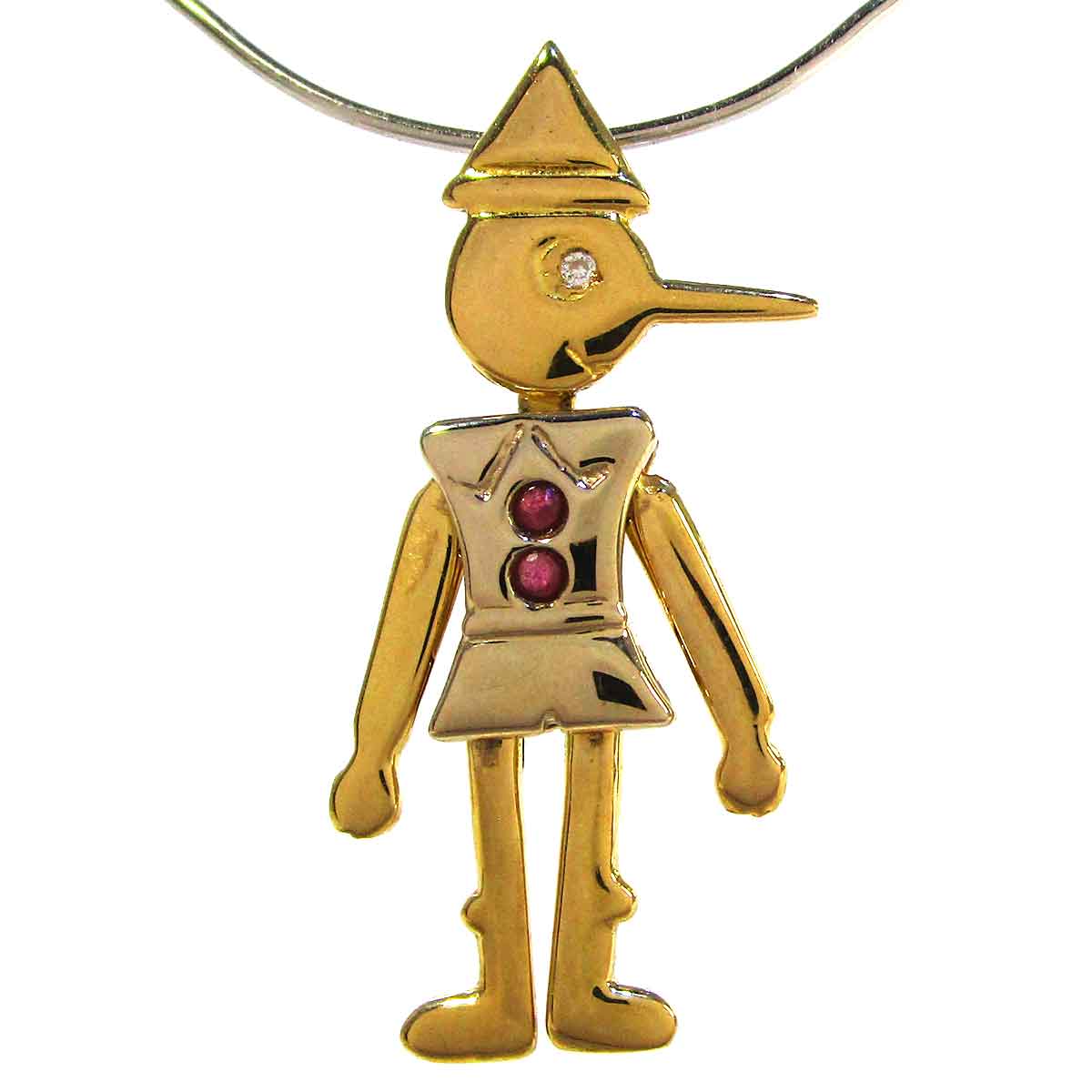 レディースペンダント ピノキオモチーフ（ダイヤモンド／色石） 750YG W16*H33mm(穴2*5mm) - TAK2300939
