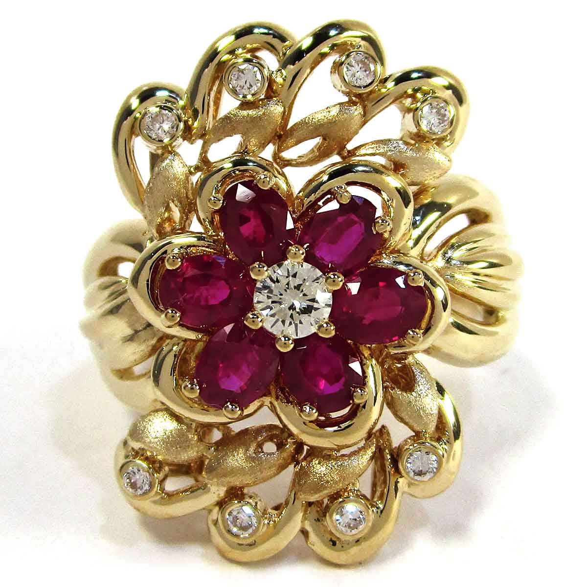 k18 ダイヤルビーリング レディースリング ルビーダイヤ K18 17号 - TAK2301091 質屋・サンヤネット