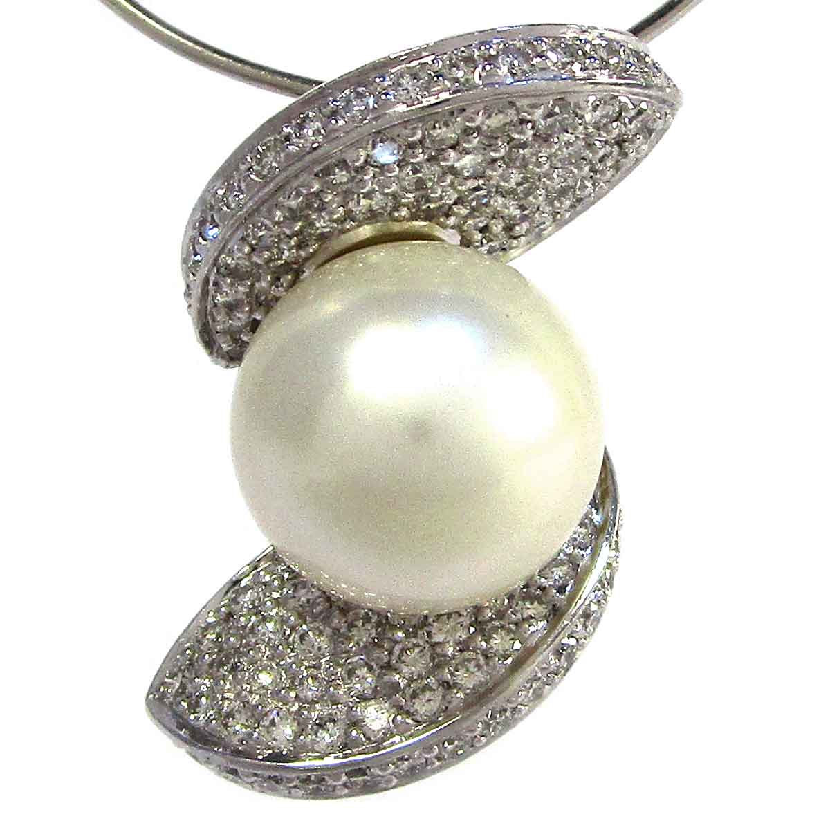 レディースペンダント パールダイヤ Pt900 W15.5*H27mm(穴3*5mm) - TAK2301126