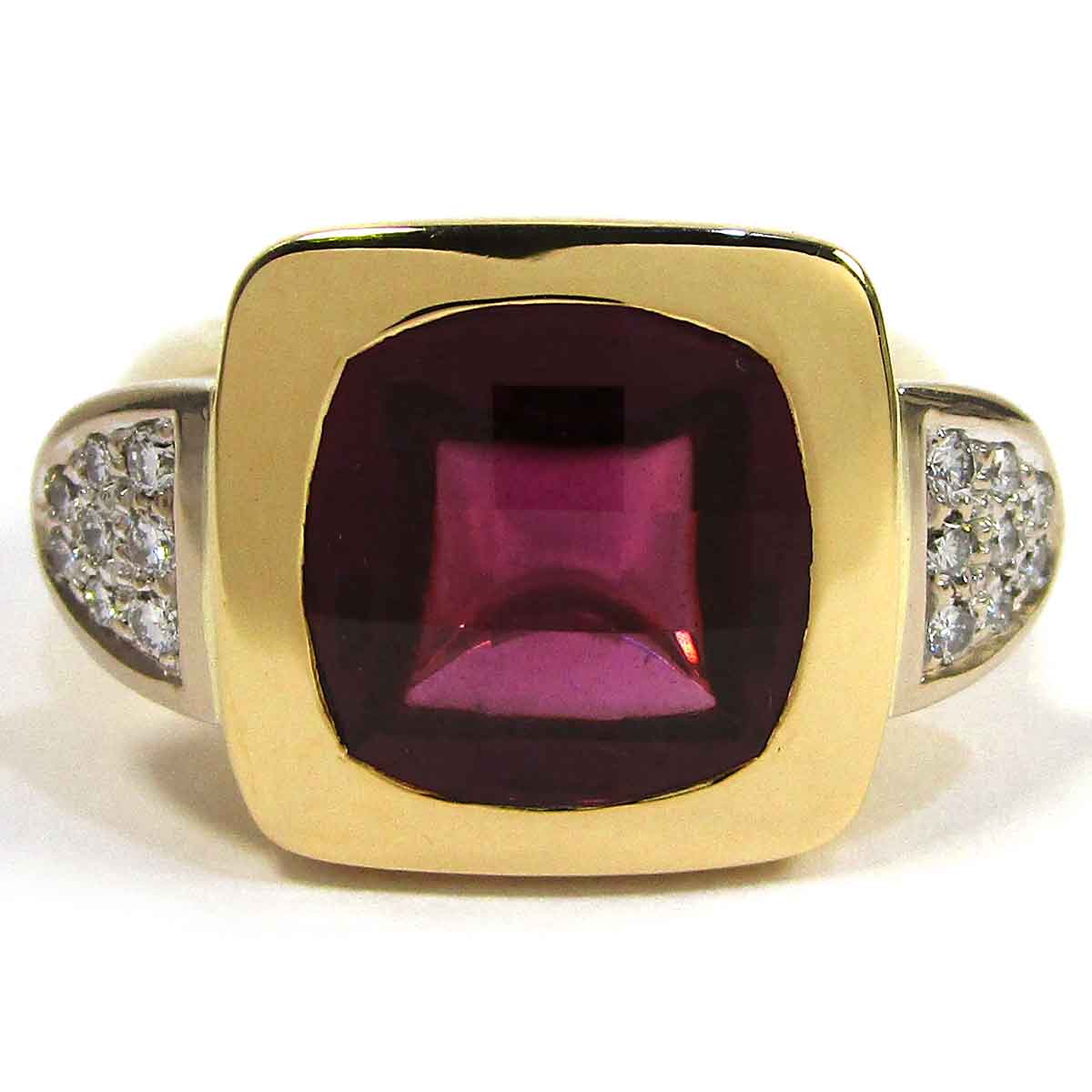 レディースリング 赤系色石/ダイヤ K18 13号 - TAK2400550