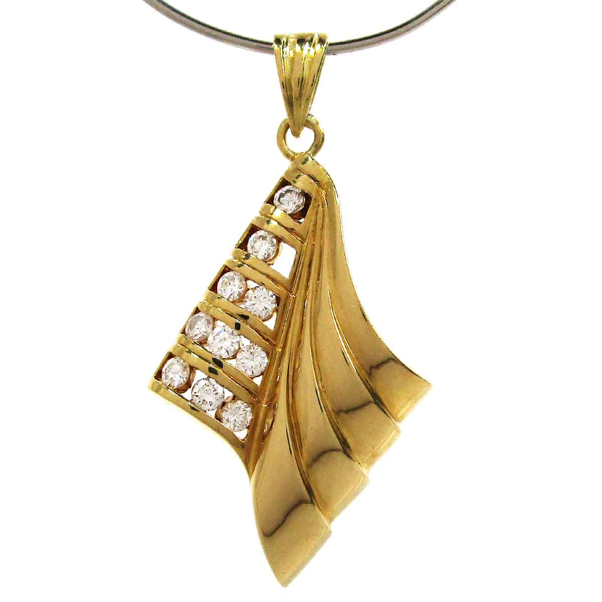 レディースペンダント 10Pダイヤモンド K18 W18*H35mm(バチカン穴2*3mm) - TAK2500102