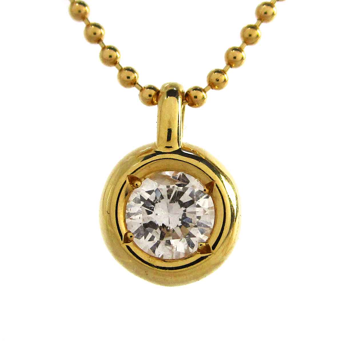 レディースネックレス 一粒ダイヤモンド K18 トップW7.5*H11mm - TAK2500442