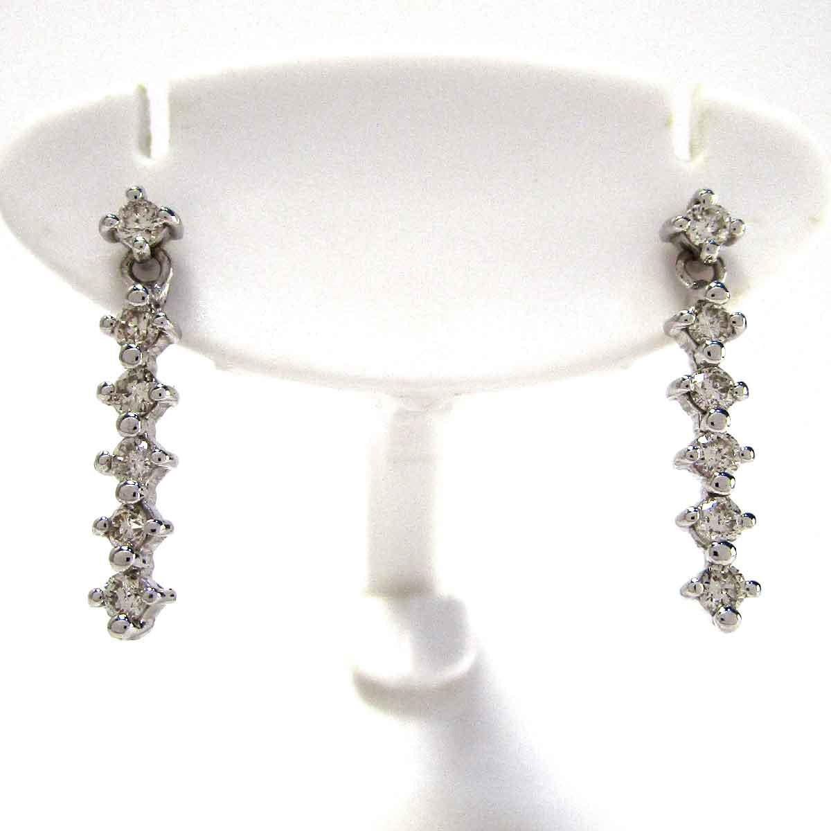 ピアス ダイヤモンド K18WG W2.7*H15mm - TAK2500461