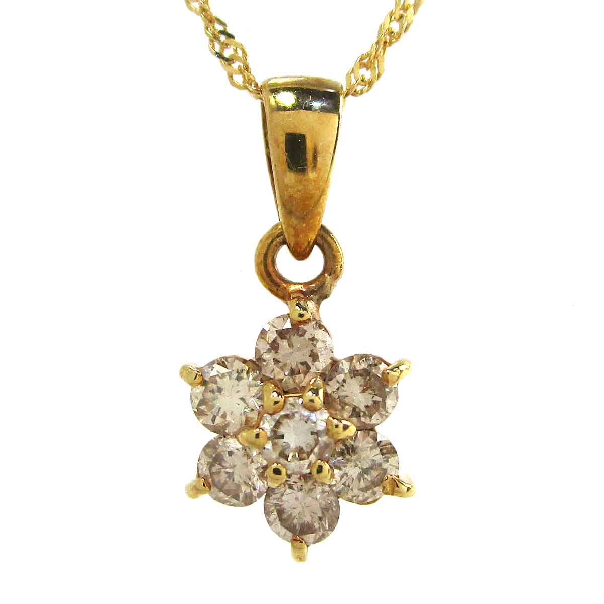 レディースネックレス フラワーモチーフ（ダイヤモンド） K18 トップW7*H14.6mm - TAK2501102