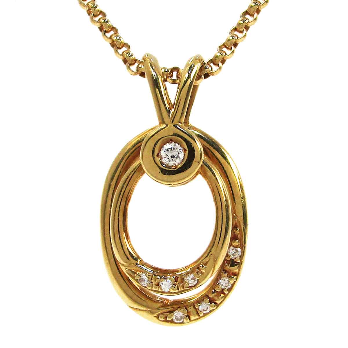 レディースネックレス スイングトップダイヤ K18 トップW13*H23.4mm - TAN2400191