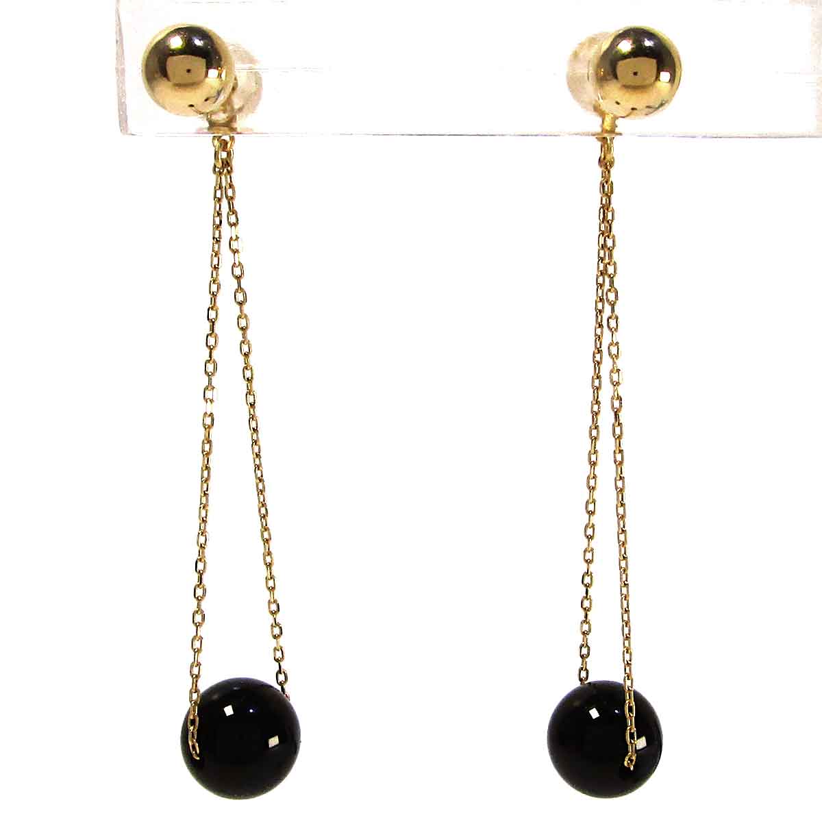 ピアス オニキス K18 W8.5*H53mm/ボール径6mm - TAN2400199