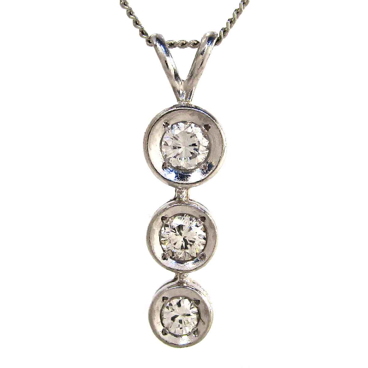 レディースネックレス ダイヤモンド（３Ｐ） Pt850/Pt900 トップW5.2*H20mm - TAN2500027