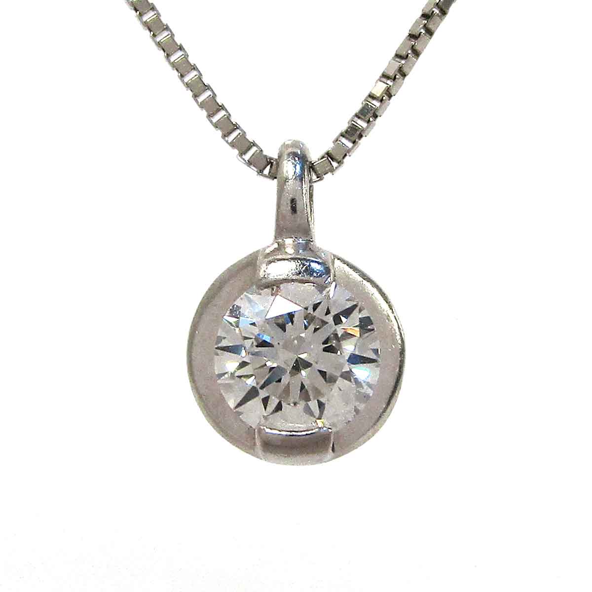 レディースネックレス 一粒ダイヤモンド Pt850/Pt900 トップW7*H10.3mm - TAN2500084