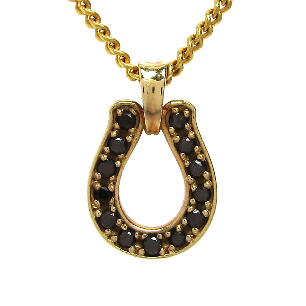 ネックレス ブラックダイヤ/ホースシュー K18 トップW8.9*H13.5mm - TAN2600038