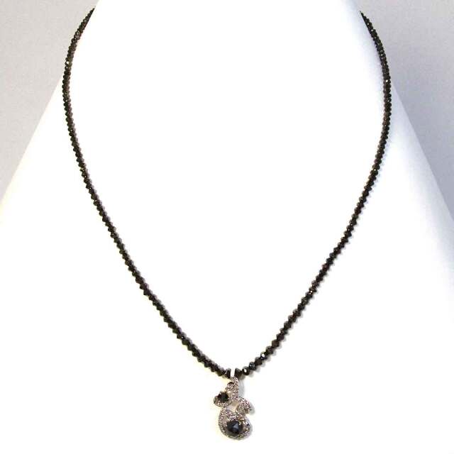 レディースネックレス ブラックダイヤ／ダイヤ K18WG トップW14*H28.5mm - TAK2200592