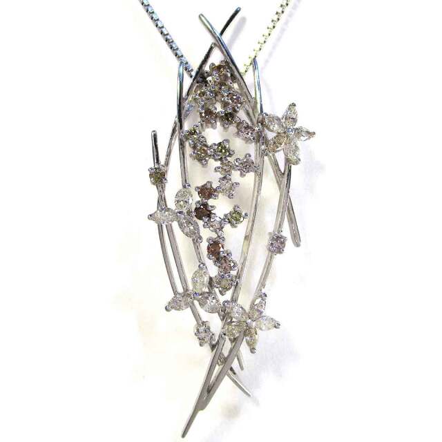 レディースネックレス ダイヤモンド Pt850/K18(WG) トップW21*H56mm - TAK2200625