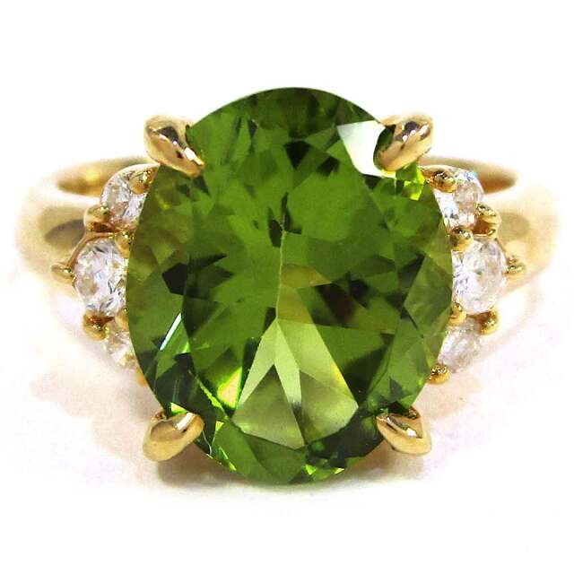 レディースリング ペリドットダイヤ K18 9.5号 - TAK2200641