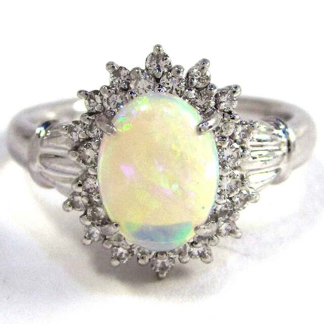 レディースリング オパールダイヤ Pt900 12号 - TAK2200657