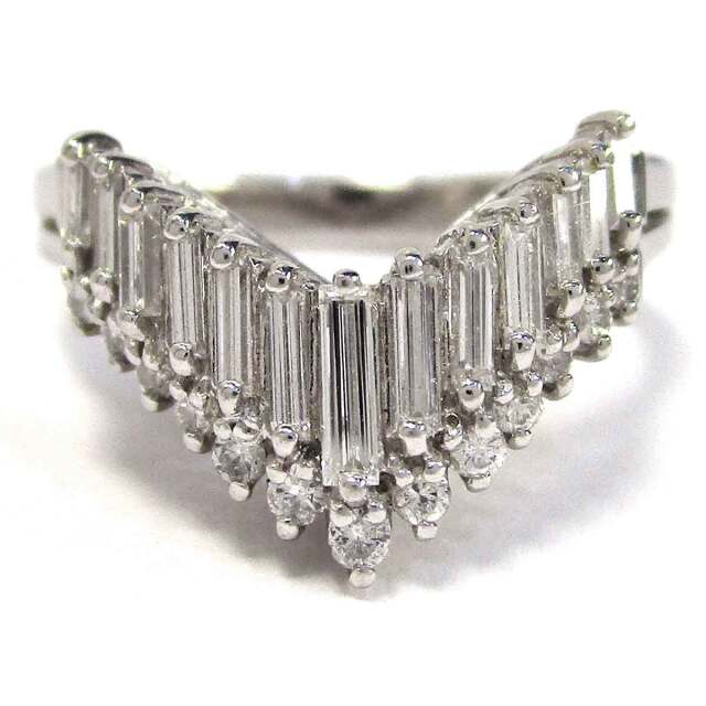 レディースリング ダイヤV字 Pt900 8.5号 - TAK2200795